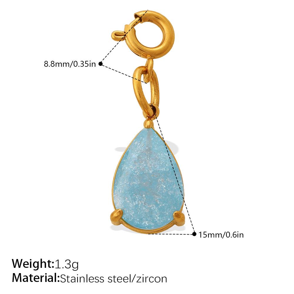 Light Luxury Geometric Square Color Zircon Jewelry Clasp Pendant, 18K Gold Plated Stainless Steel DIY Charm