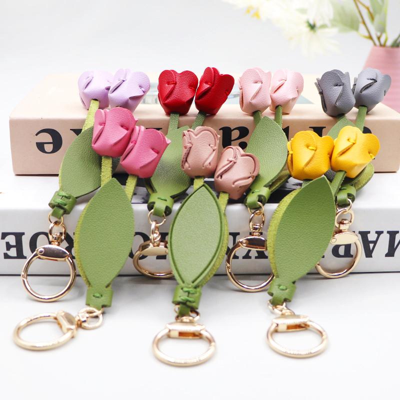 1PC Bag Pendants Fashion Floral Shape Clothing Accessories Keychains Bag Charms Tulip Shape High-End Multicolor