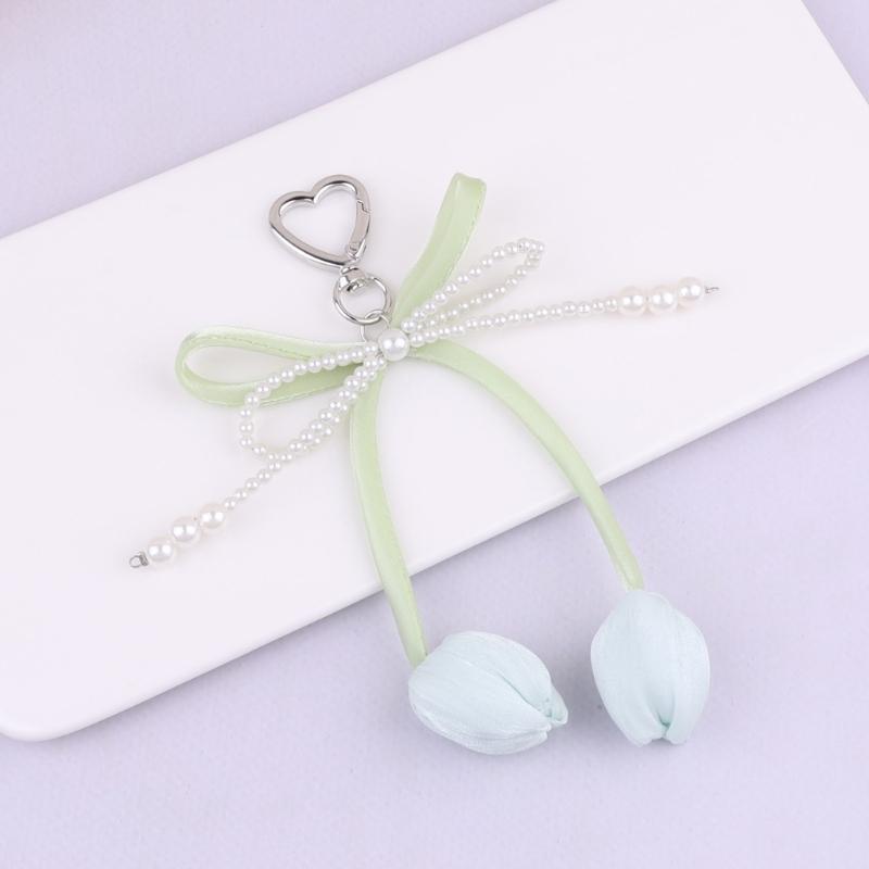 Pearls Bows Bag Charm Pendant Aesthetic Purse Charms Aesthetic keychains Keyring for Women Backpack Purse Handbag Decors