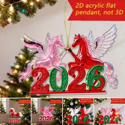 2026 Acrylic Horse Pendant Car Rearview Mirror Ornament 2D Hanging Charm for Holiday Decoration Cute Gift for Car Lovers