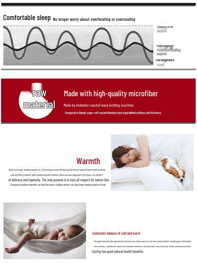 G5Z Double Layer Thickened Raschel Blanket - Cozy Autumn/Winter Quilt for Couples or Wedding Cover