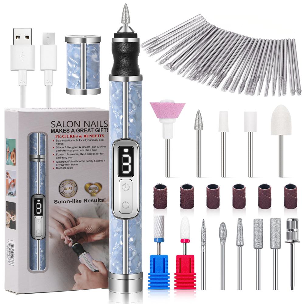 Electric Nail Drill Professional Nail Polishing Machine Multiple Gears Low Noise Nails Sander File Set For Manicure Salon Tools