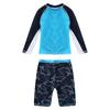 2Pcs Strand Schwimmen Bade Cartoon Shark Fisch Wellen Floral Print Bademode Lange Ärmel Tops Mit Shorts
