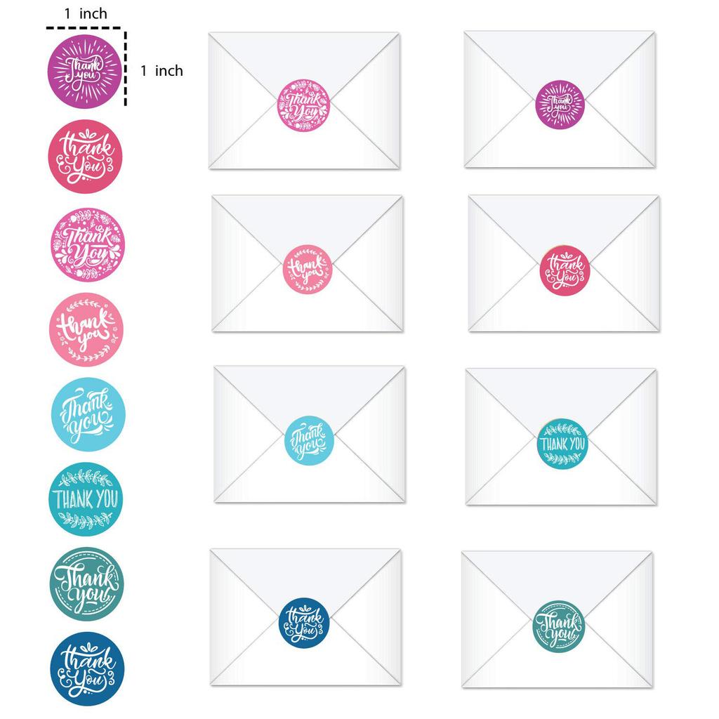100-500pcs Color Thank You Sticker 1 Inch Christmas Sticker Red And Blue Scrapbook Packaging Sealed Stationery Label Stickers