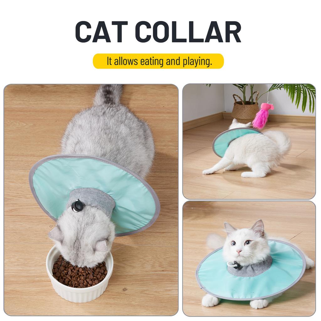 Cat Cone Collar Stop Licking Adjustable Ribbing Neck Recovery Collar