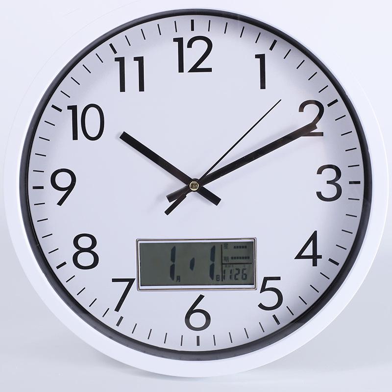 10, 12, 14-Inch Round LCD Calendar Clock - Modern Minimalist Design for Bedroom & Living Room