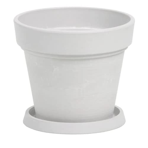 

нет. 6 Pot, Eco Pot, 18 см, Горшок с нижним отверстием, Кашпо с блюдцем, Полимерный пластик, Нет. 6, 6 Размеры (белый) белый