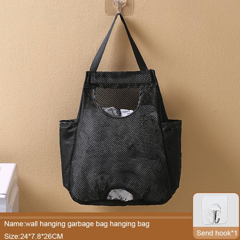 Garbage Bag Storage Box For Plastic Bag Wall Hanging Pocket Washable Mesh Storage Bags Plastic Bag Holder Dispenser Kitchen