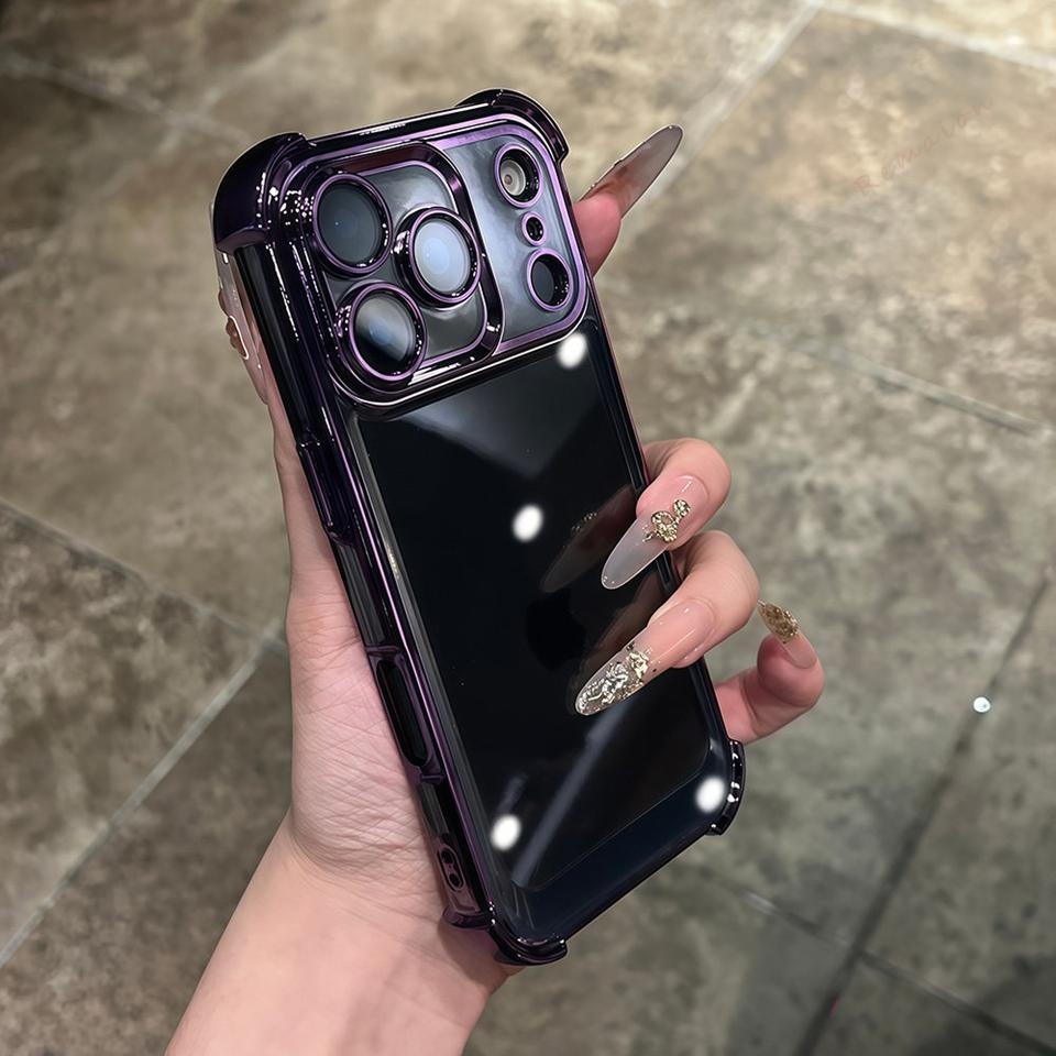 Shockproof Phone Case For For Iphone 1 14 13 11 12 16 17 Air Pro Max 14 1 Plus 16Pro 17Pro Silicone Clear Plating Protector Cover