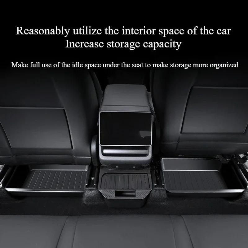 Front Seat Storage Box for Tesla Model Y Juniper 2025 2026 TPE Under Seat Organizer Trash Can Car Interior Storage Accessories