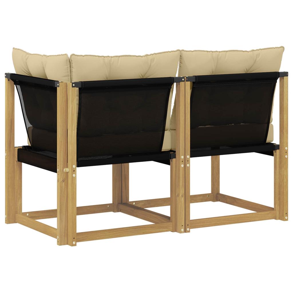 Outdoor Center and Corner Sofa with Cushions 2 Pieces White