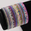 10/20pcs Colorful Sparkling Single Row Rhinestone Inlaid Adjustable Bracelet Set