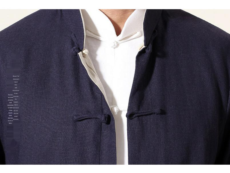 Men's Double-Sided Chinese Style Linen Jacket - Retro Cotton Top with Long Sleeves
