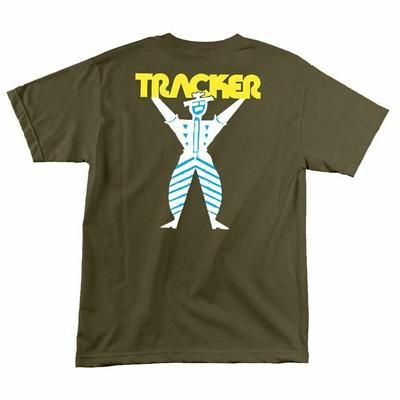 T-shirt Skateboard TRACKERMAN LOGO Tracker Trucks Vert Armée Unisexe