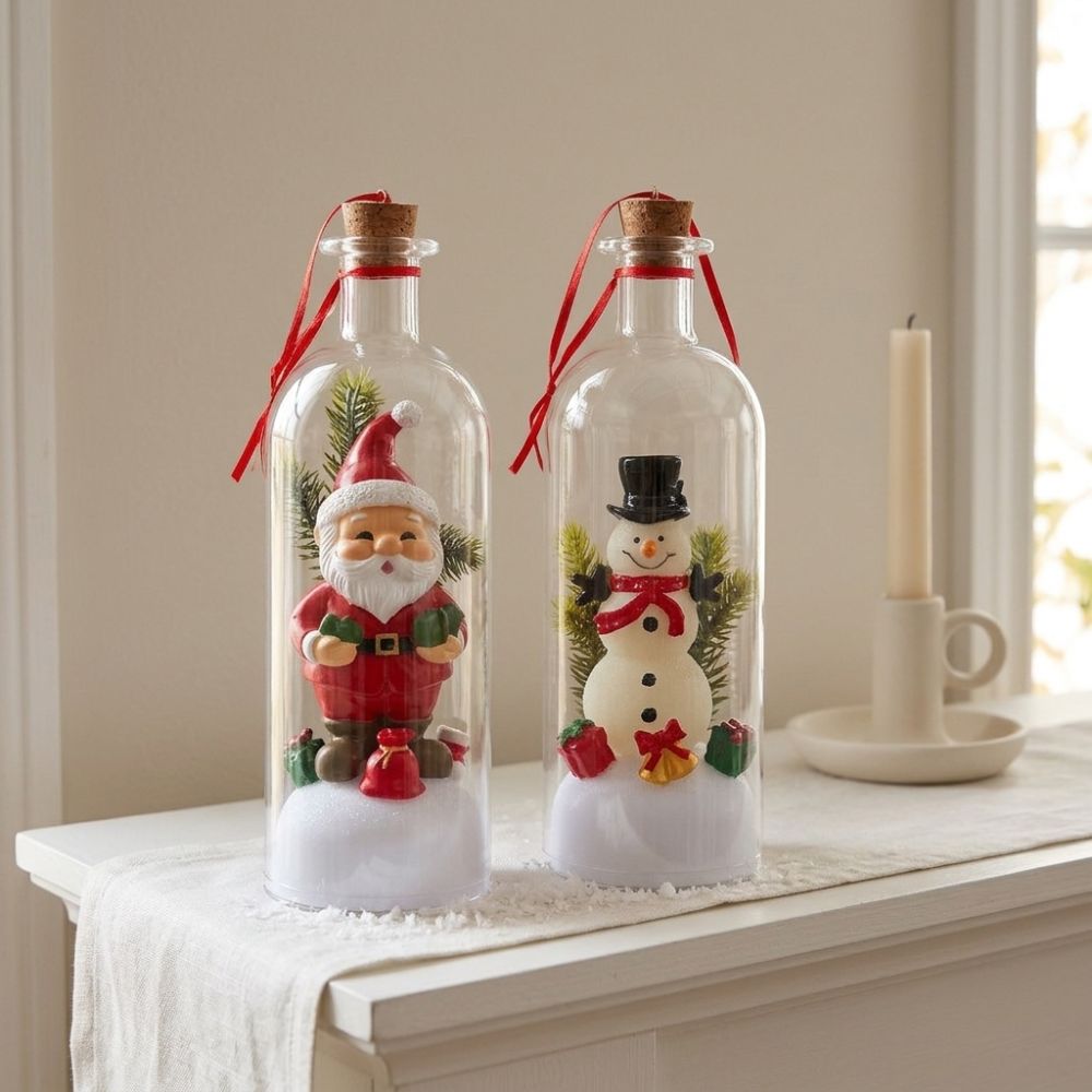 Nostalgic Santa Snowman Voice-Record Bottle Christmas Message Bottle Gift Window Display