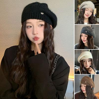 Retro Plain Cap Warm French Artist Hat Winter Octagonal Cap  for Women