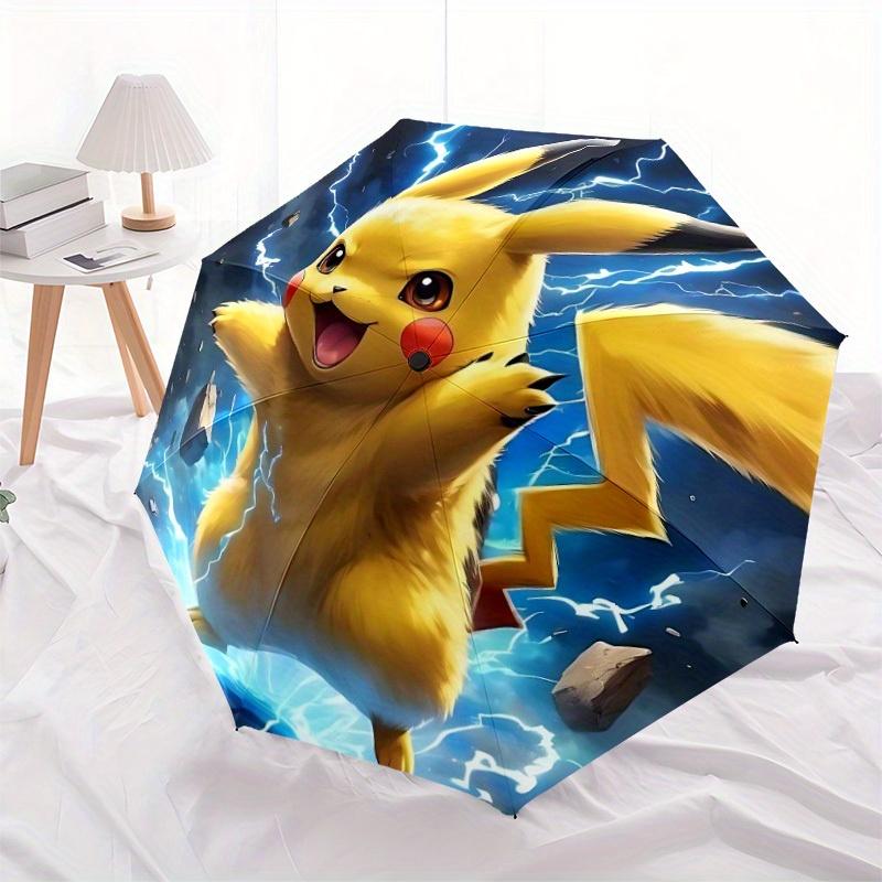 Pikachu Electric Automatic Folding Umbrella, 8 Ribs for All-Season Use, Portable for Travel & Outdoor Activities a0819061