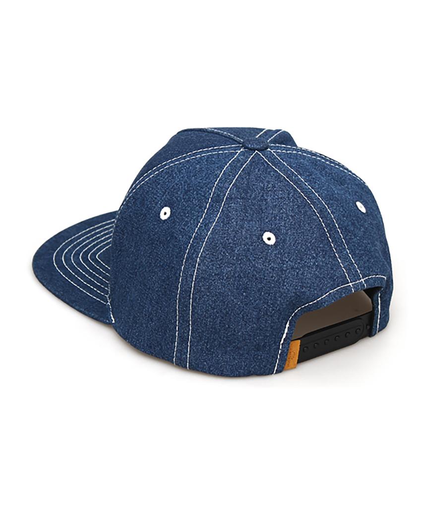 Eondeokeonteulol All Seasons Denim Stitch Hardtop Flat Brim Snapback Cap Circle Udc / Washed Blue