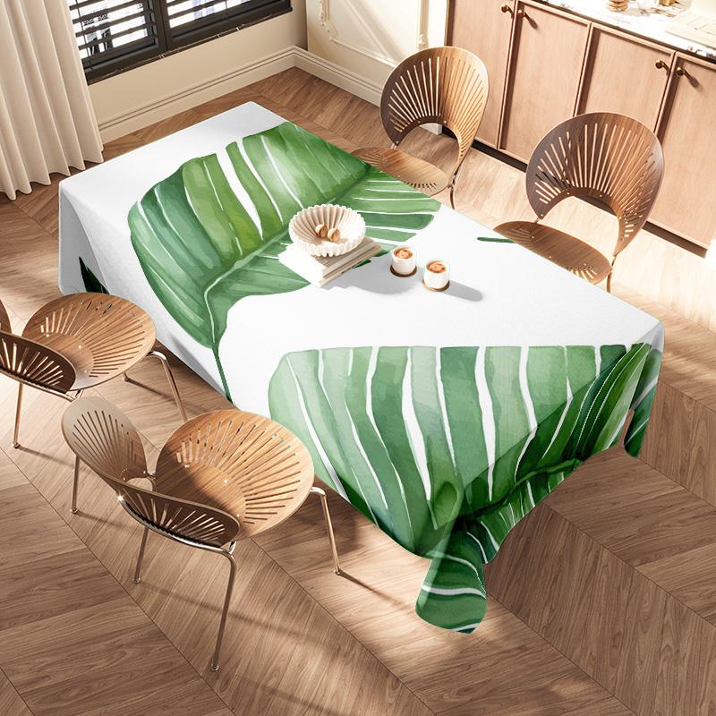 Green Leaves Tablecloth Modern Printed Round Placemats for Dining Room Decor Set of 4 with Centerpiece Decoration Accessories Pe