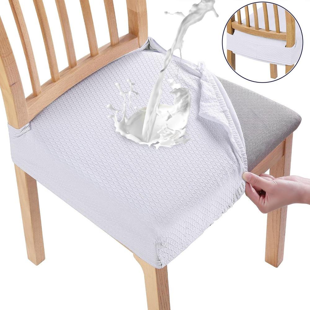 Removable Chair Seat Cover Solid Color Chair Cushion Cover Elastic Seat Protectors Restaurant