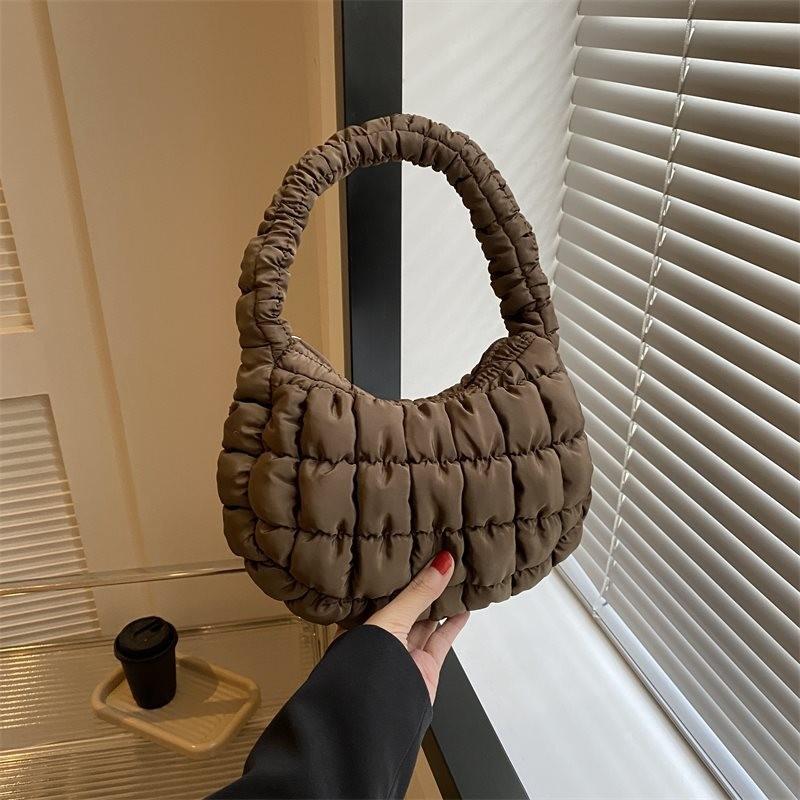 

Trendy Unisex Large Shoulder Bag With Soft Quilted Design Available In Chic Colors For All Occasions коричневий