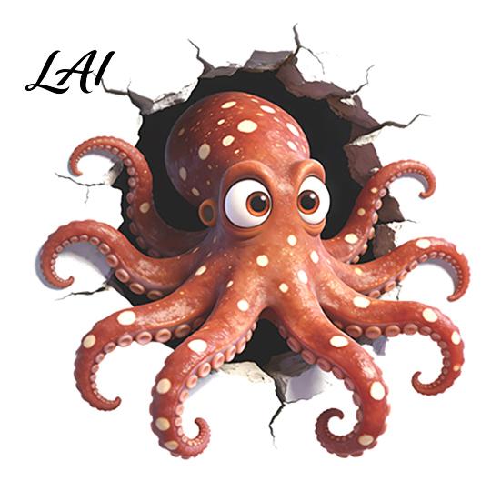 Moisture Proof Shower Room Decal Octopus Toilet Seat Sticker 3D Water Tank Waterproof PVC Cute Marine Animal Home Decoration