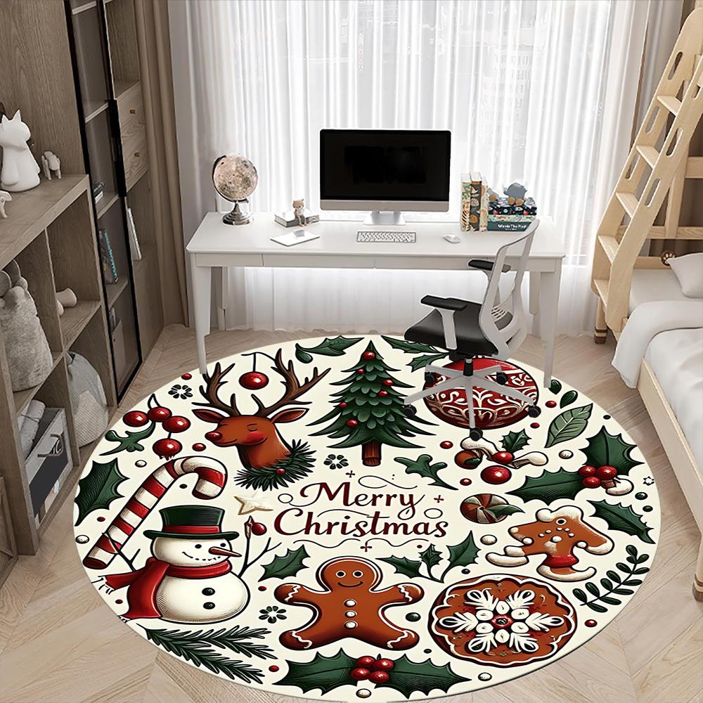 1 Stück Weihnachtsdekorationen Büro Runder Teppich, Unter Bürostühlen Schlafzimmer Wohnzimmer Heimdekoration, Raumdeko