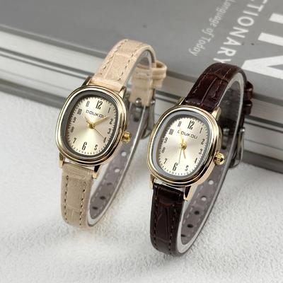 Vintage Oval Klein Zifferblatt Damen Uhren Mode Damen Geschenk Kleid Quarz Uhr Lederarmband Studenten Armbanduhren Dropshipping