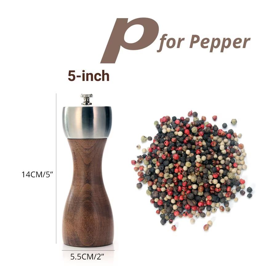 

Мельница для перца Leeseph Premium Beech, мельница для соли и перца - прецизионный ротор из углеродистой стали для перца, морской соли, перца