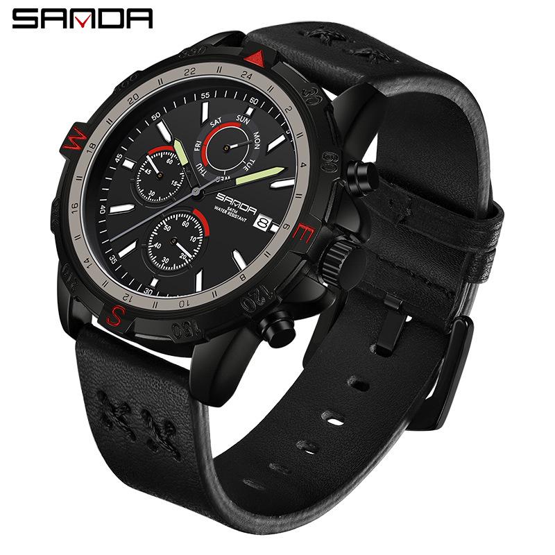 Sanda Men s High-Value Outdoor Quartz Watch with Woven Strap and Calendar