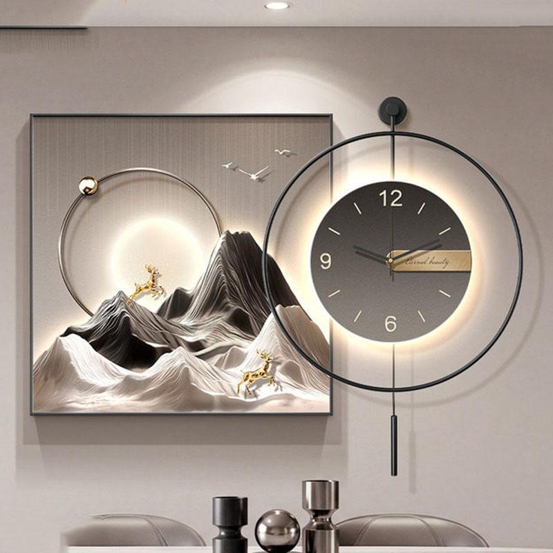 Luxury Led Clock Wall Fashion Chinese Style Design Creative Aesthetic Wall Watch Interior Bedrooms Horloge Room Decorations