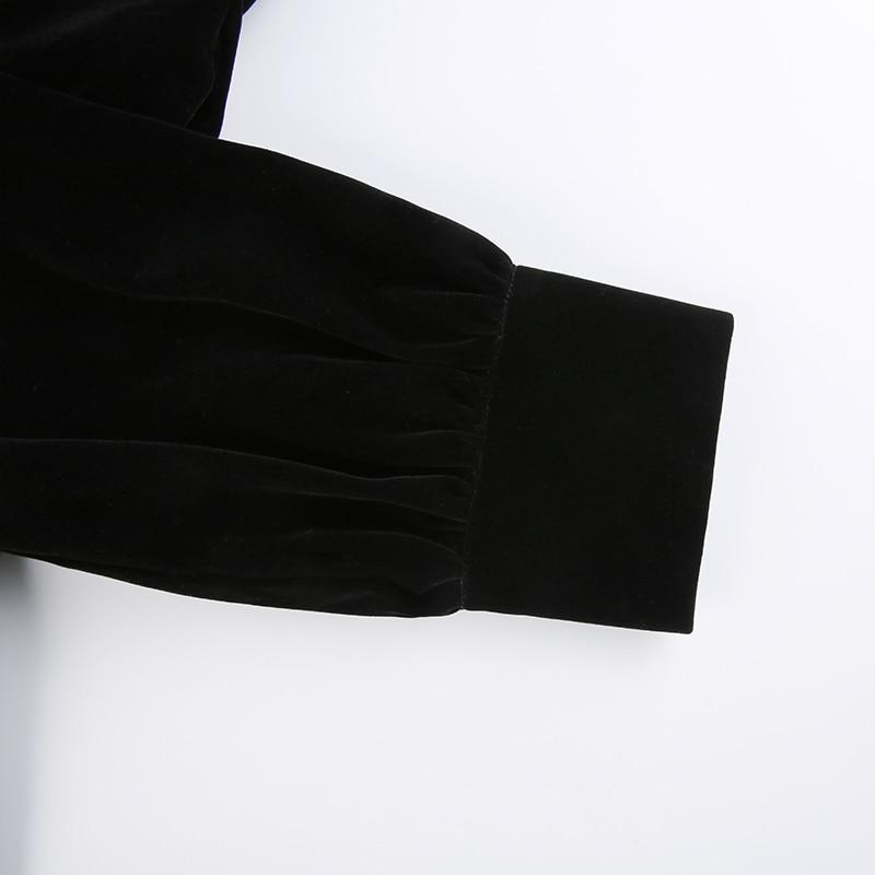 Cheongsam Darlingaga Vintage Elegante Gothic Dark Bow Velour Schwarzes Kleid Herbst Winter Chinesischer Stil Plissee Kleider Party Diamanten Kleidung