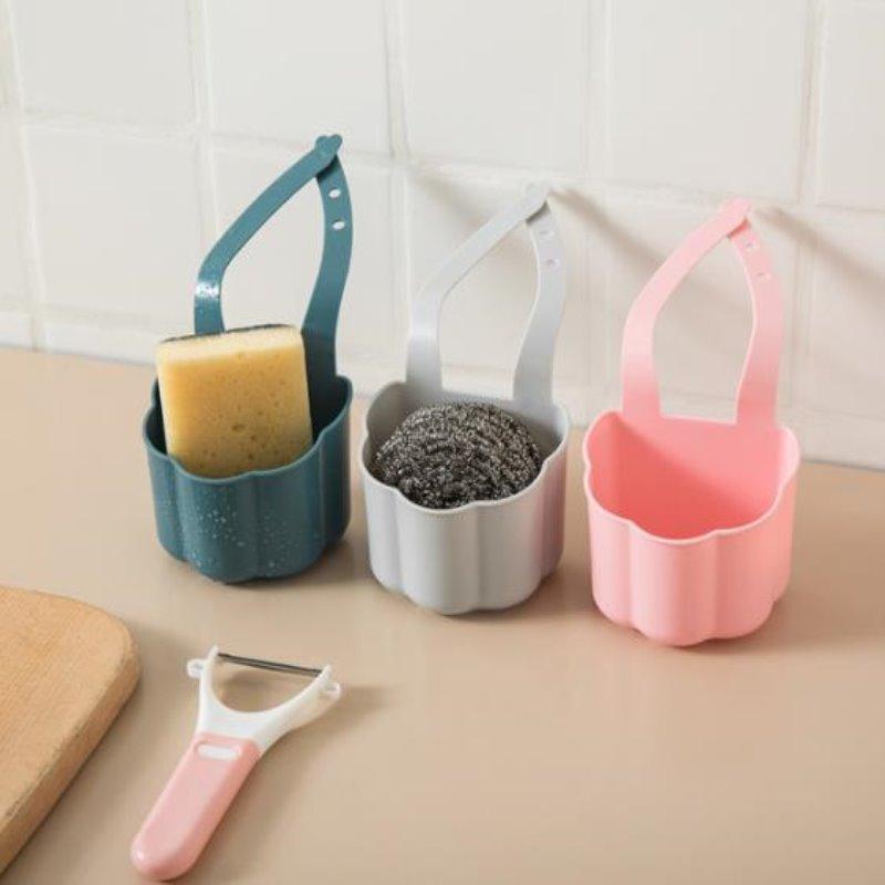 Kuchyňský dřez Odkapávací stojan Držák mýdlové houby Závěsný úložný koš do koupelny Nastavitelný držák baterie Kuchyňské doplňky
