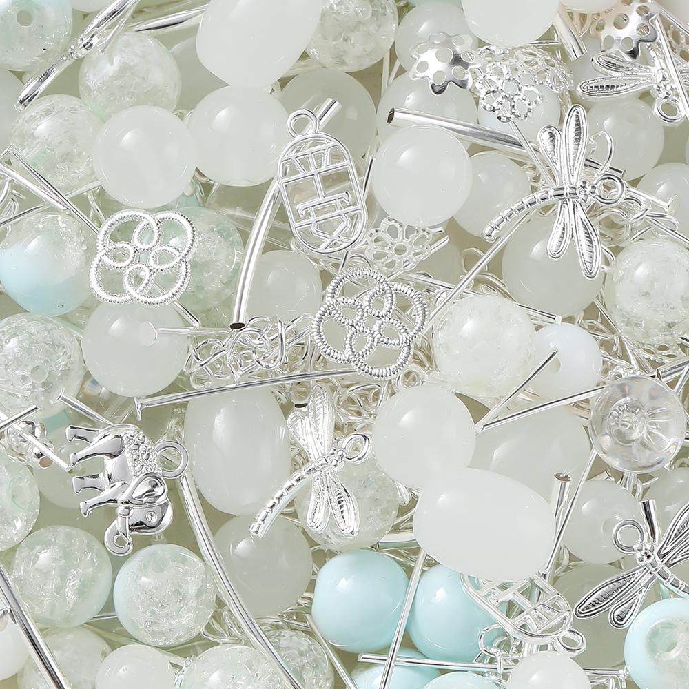 30/50g Mixed Style Glass Spacer Beads Metal Pendants Jewelry Accessories for DIY Bracelets Necklace Anklet Jewelry Making