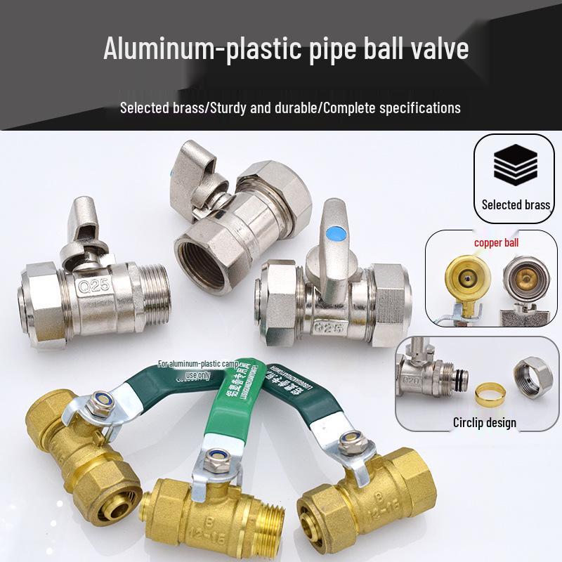 Solar Compression Ball Valve Switch with Aluminum-Plastic Pipe Fitting for Radiators 1/2" & 3/4" 2025 Model