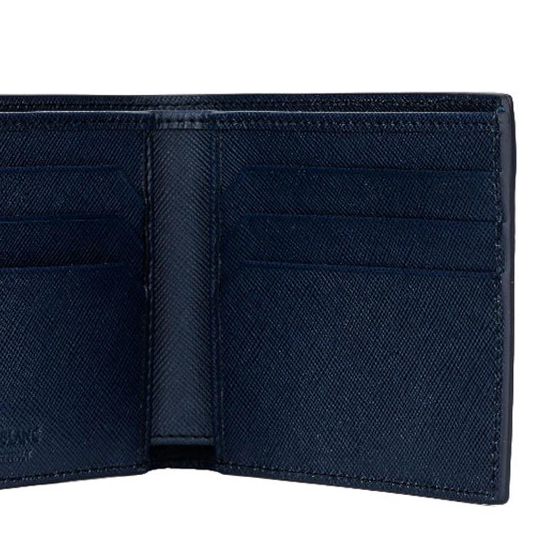 Montblanc Artisan Series Grainy Calfskin Short Double Fold Wallet Men Wallets Indigo 113217