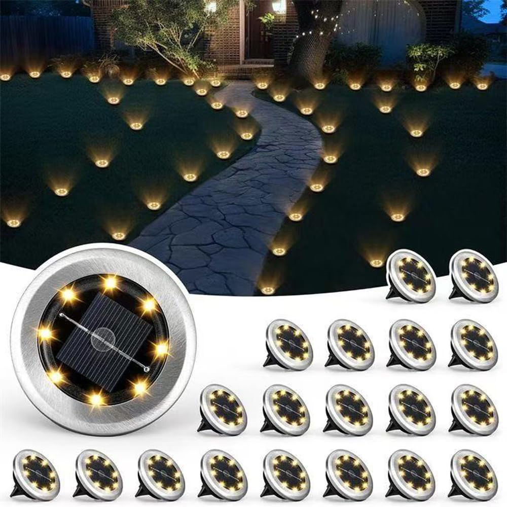 LITNOFAY Outdoor Solar Garden Solar Small IP44 Waterproof 8 LED Garden Solar 8 LED Street Indirect IP44 Garden Light Set of Light, In-Ground Light,