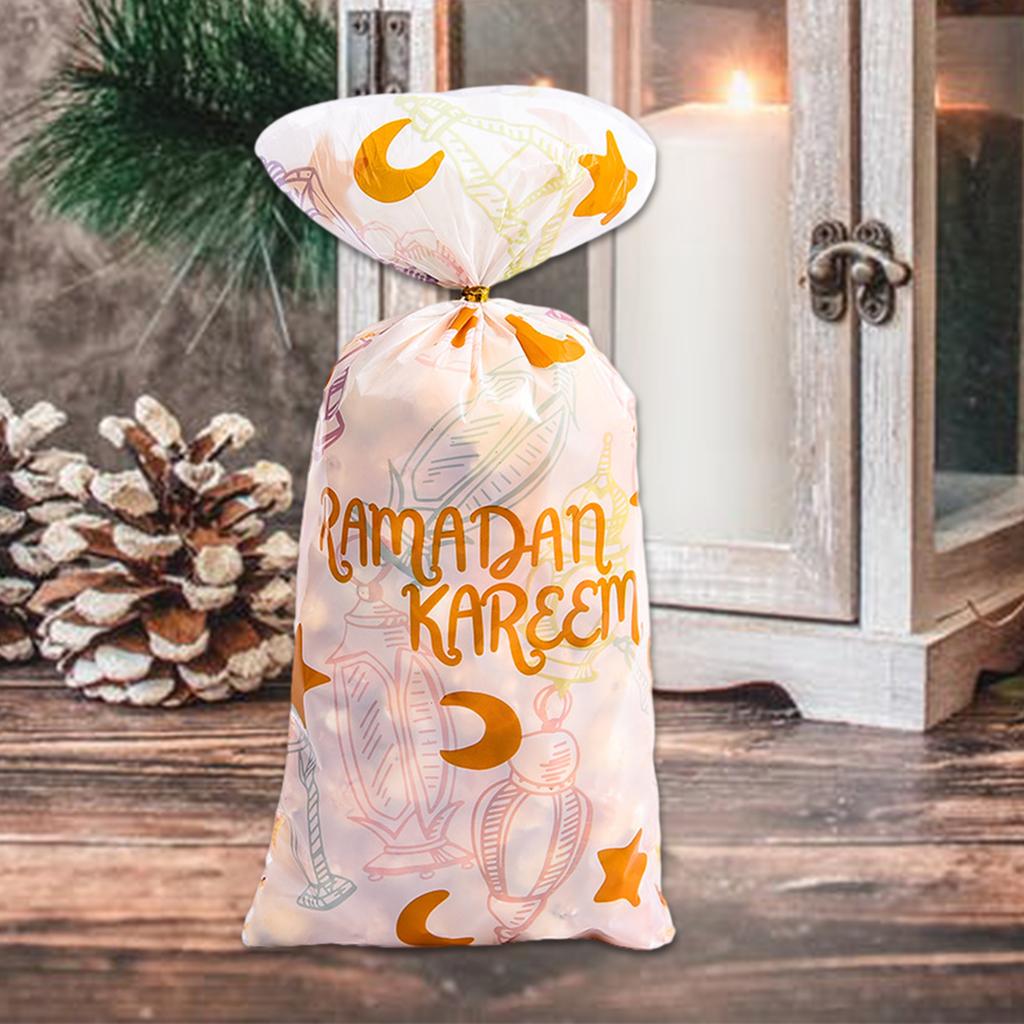 50Pcs Ramadan Kareem Gift Bags Eid Mubarak Candy Cookie Bag 2024 Islamic Muslim Party Supplies Eid Gift Packaging Pouch
