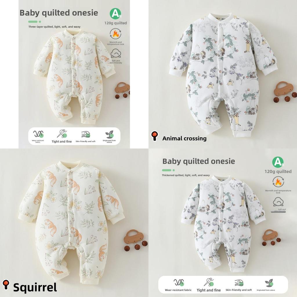 Baby Winter Cotton Romper With Thickened Insulated Fabric For Newborn Boys Girls