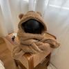 Thickened Plush Scarf Hat Gloves Earmuffs Fleece Scarves Hat Novelty Bear Ear Plush Beanie  Autumn