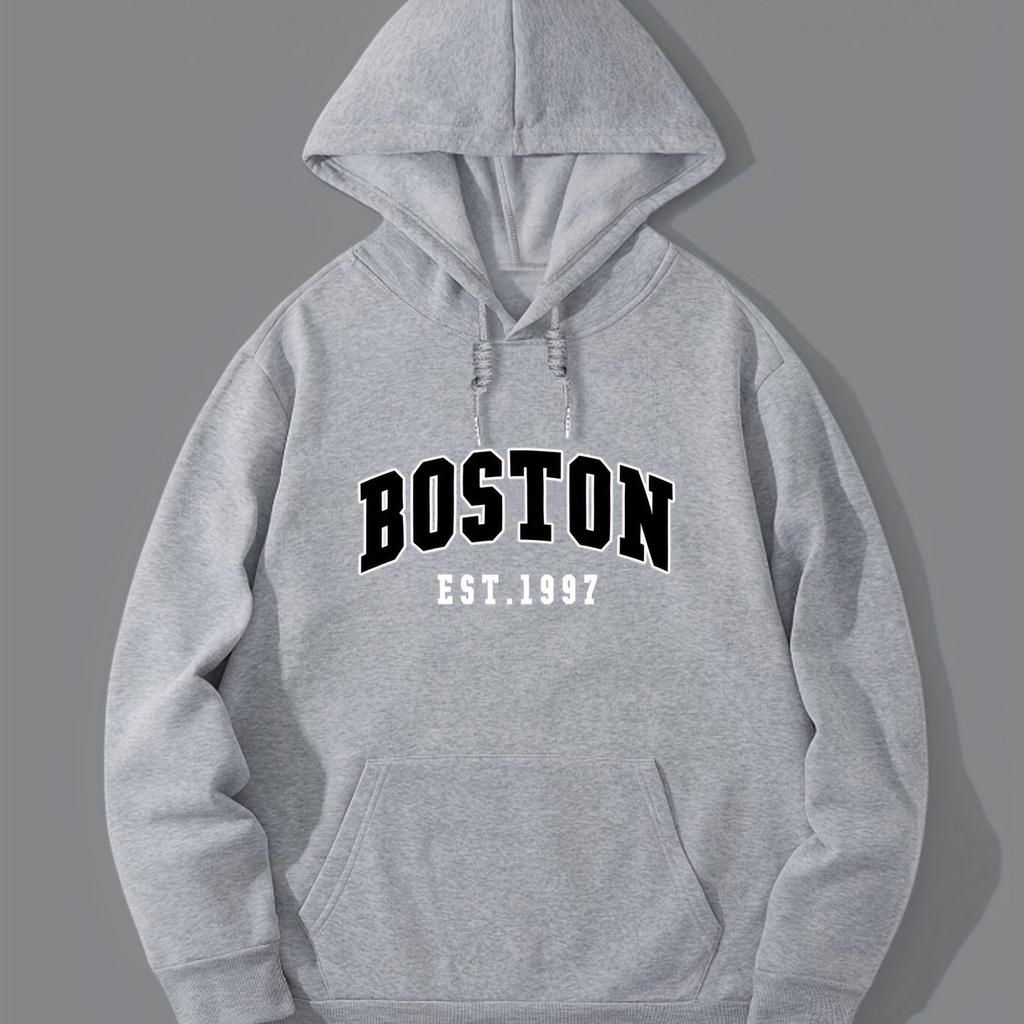 Mens American City Print Hoodie Graphic Design Cozy Streetwear Sweatshirt with Pocket - Perfect for  Gift Choice