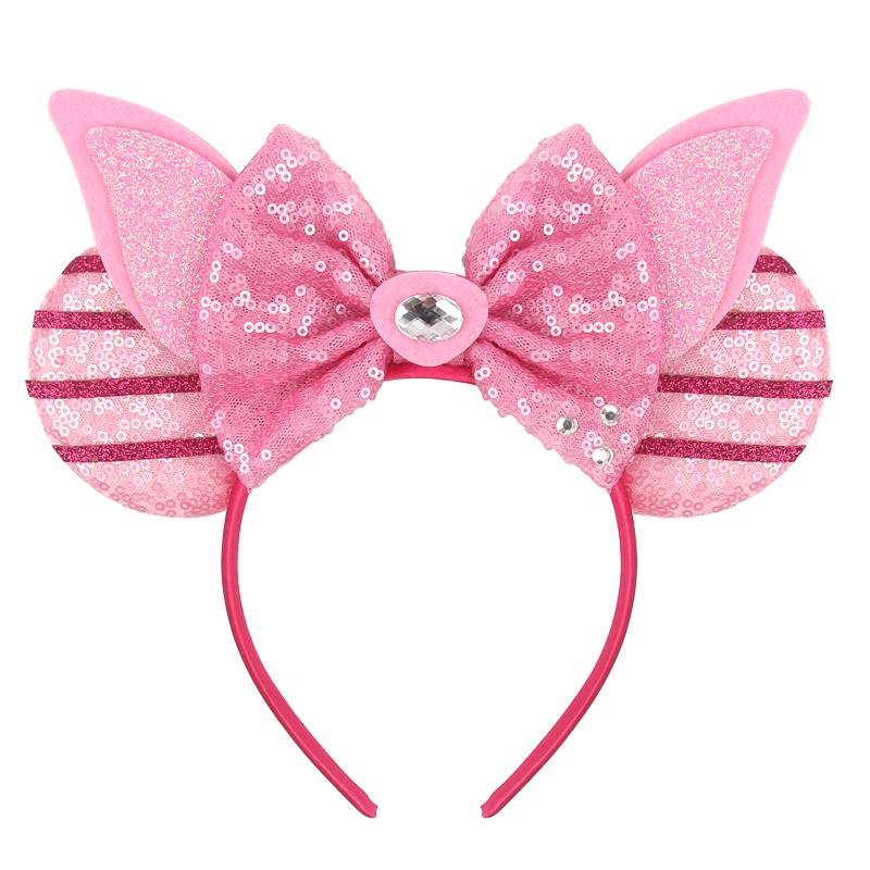Trip Mickey Ears Headband For Girls Women Sequin Castle 5"Bow Hairband Festival Party Cosplay DIY Hair Accessories