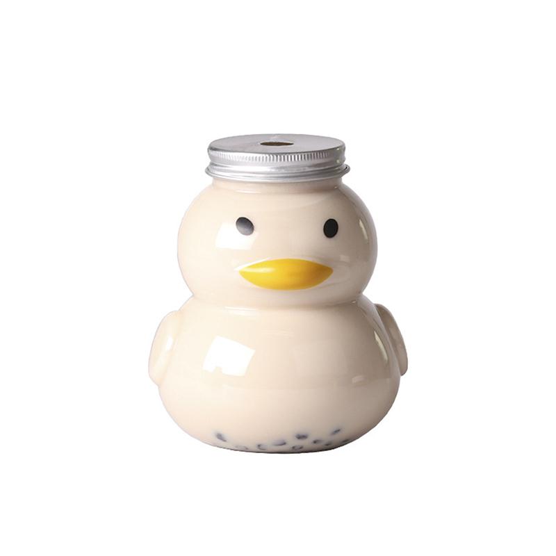 500ml Transparent Bottles Cute Duck Shape Disposable Drink Containers DIY Making Juice Milk Beverages Honey Candy Bottle