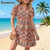 Women's Summer Short Sleeve Luxury Floral Dress - Vacation Beach Maxi Dress