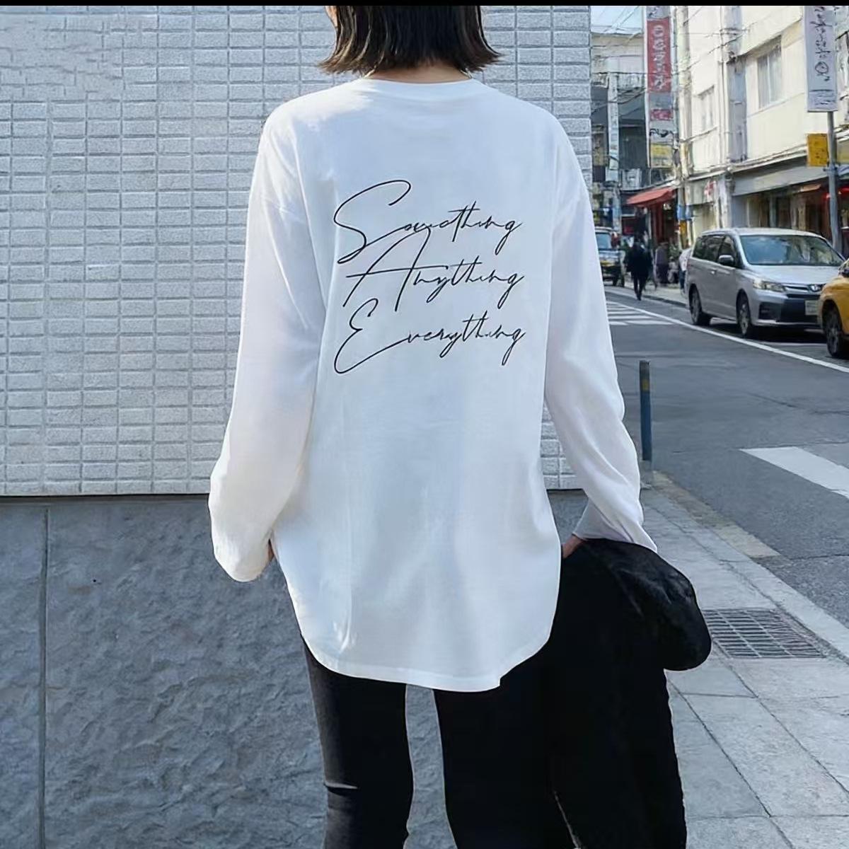 

Japanese Style Women s Printed Cotton Round Neck Long Sleeve T-Shirt - Spring Arrival, 26 Years Design One Size білий