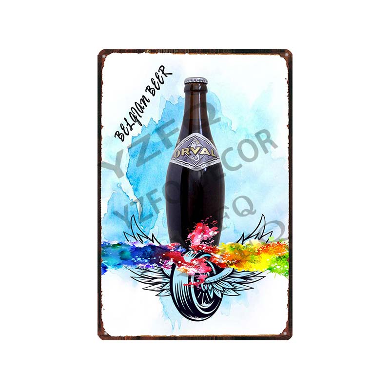 30X20CM Hoegaarden Orval Chouffe Beer Tin Sign - Vintage Metal Plate, Perfect for Bar/Pub/Kitchen/Home/Coffee Wall Decor Poster