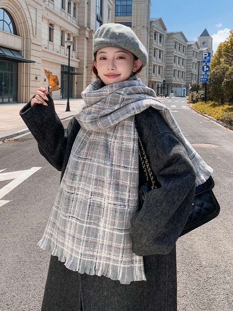 Women Winter Vintage Knitted Scarf Headscarf Ladies Men Casual Preppy Plaid Warm Scarve Mujer Male Foulard Wrap Shawl New Unisex