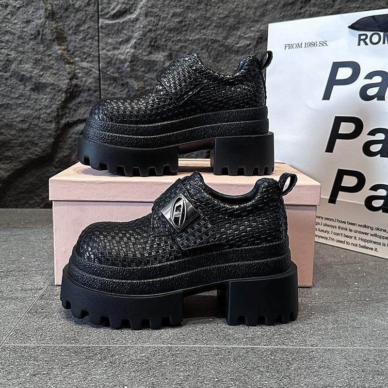 Fashion Designer 9CM High New Autumn Women Weave Leather Sneakers Pumps Platform Casual Shoes Thick Sole Walking Shoes Zapatos Mujer