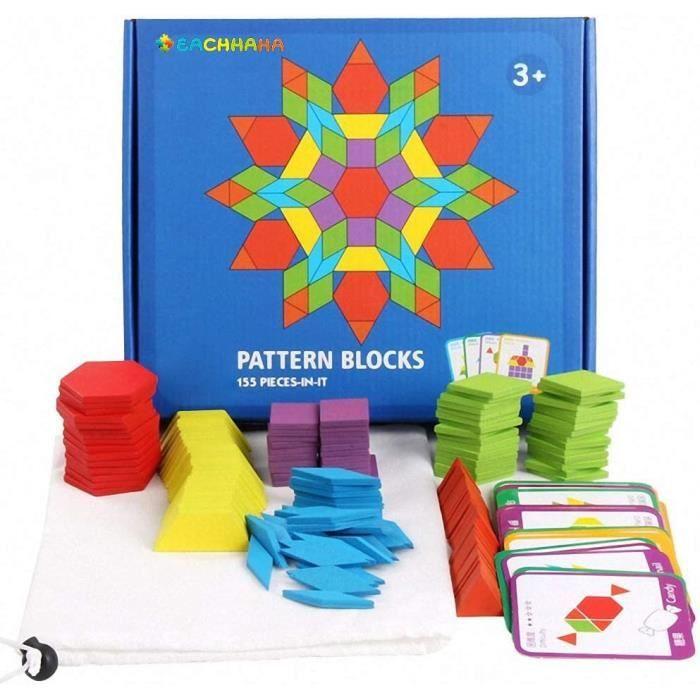 EACHHAHA Puzzle en Bois-Tangram-Jouets Montessori-Jouets éducatifs classiques-155 Formes géométriques