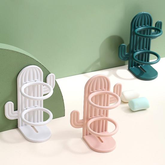 Niedlicher Kaktus-Zahnbürstenhalter, platzsparend, einfache Installation, Wandmontage, stanzfrei, wasserdicht, Badezimmer-Zahnbürsten-Organisationsregal